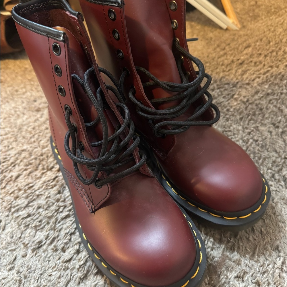 Dr. Martens Cherry Red Boots with Black Trim